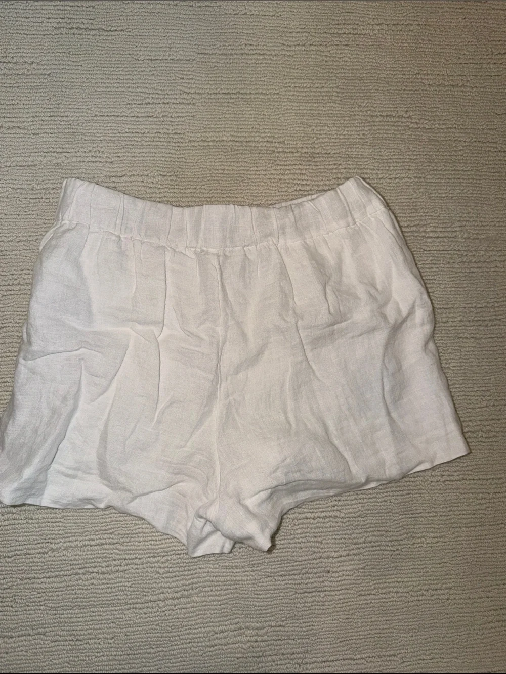 J. Crew White High-Waist Linen-Blend Pull-On Shorts size small